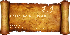 Bettelheim Gyöngyi névjegykártya